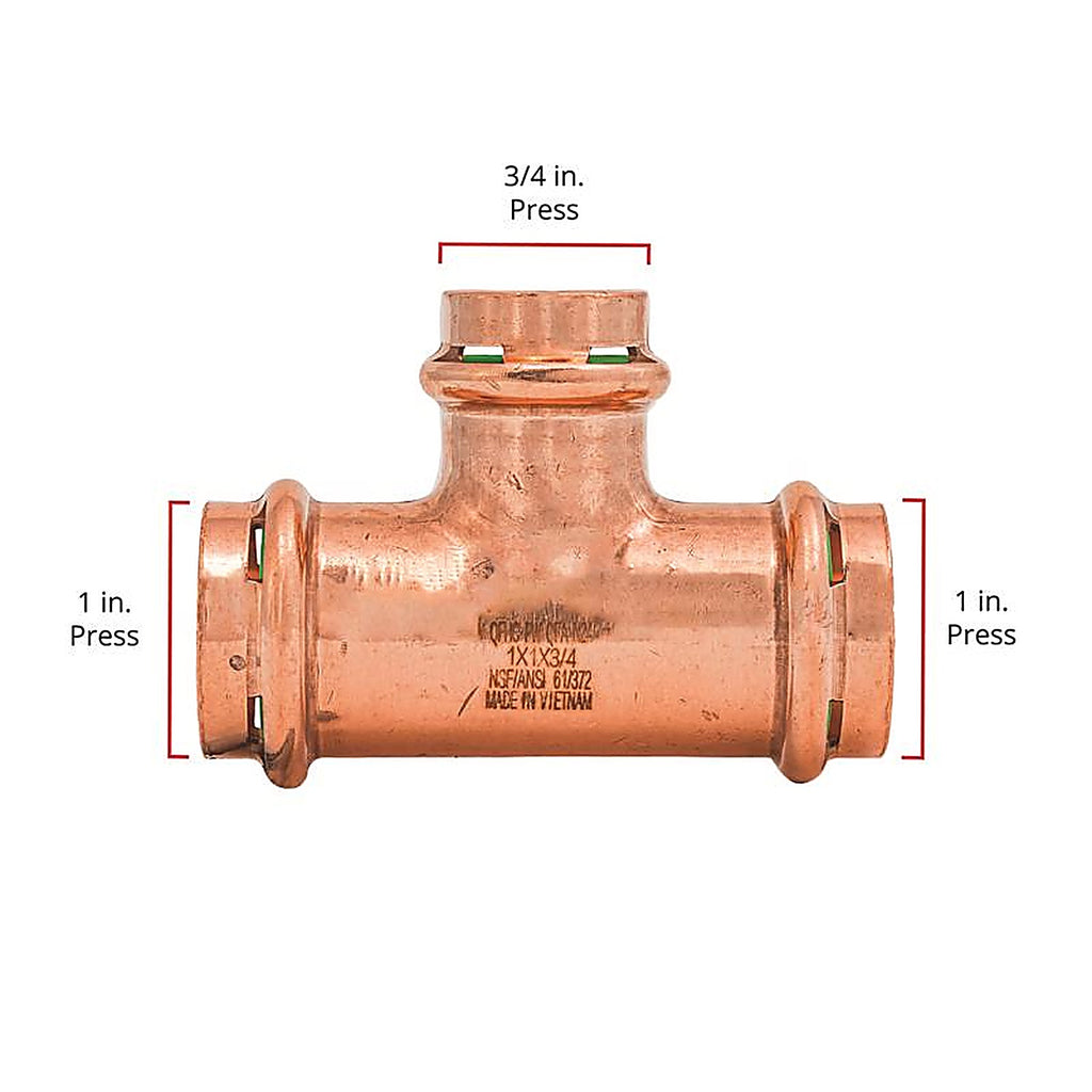 QuickFitting - SPWT332R - 1 In. Press In. Press In. Copper Tee