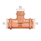 QuickFitting - SPWT332R - 1 In. Press In. Press In. Copper Tee