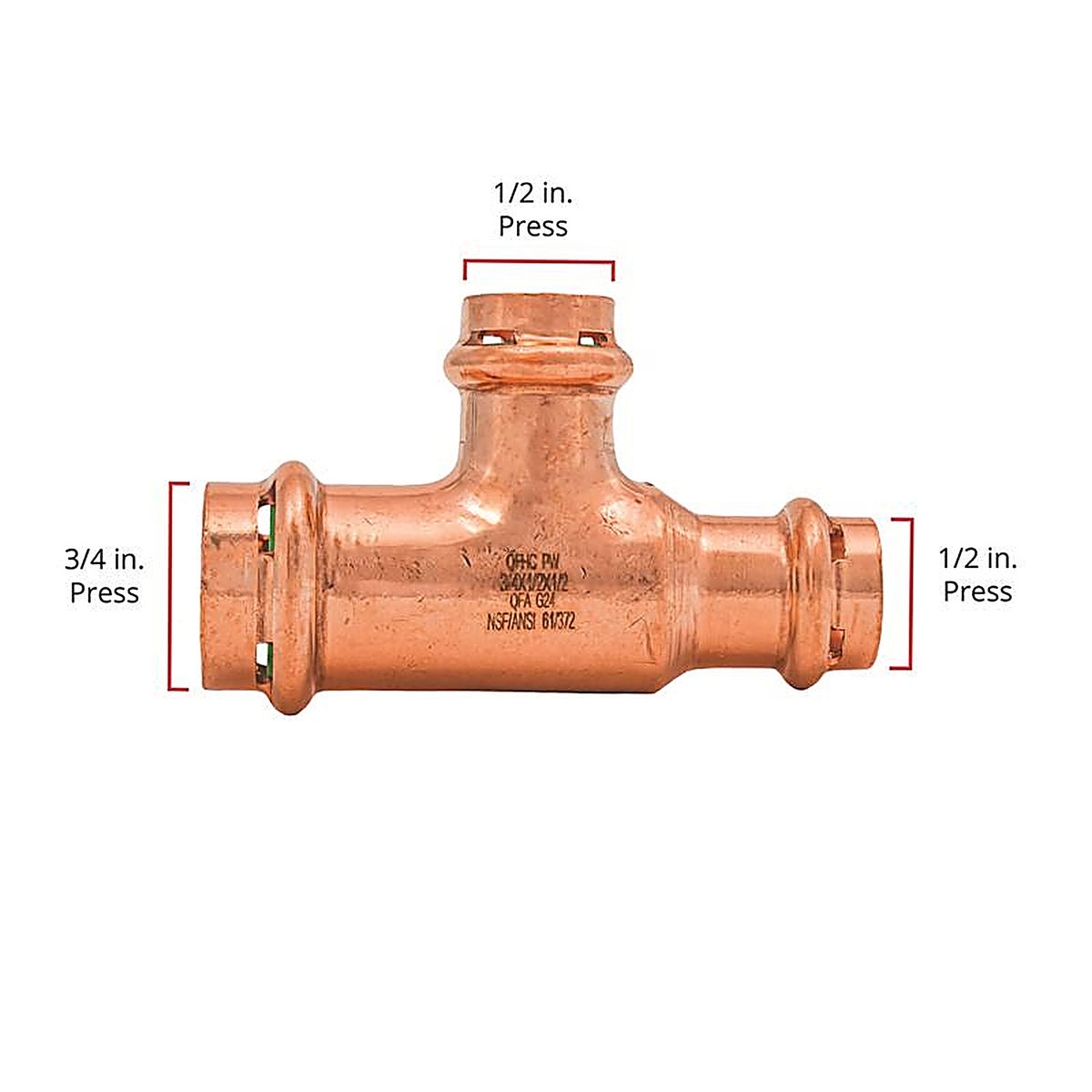 QuickFitting - SPWT211R - 3/4 In. Press In. Press In. Copper Tee