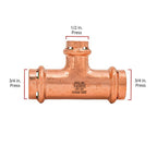 QuickFitting - SPWT221R - 3/4 In. Press In. Press In. Copper Tee