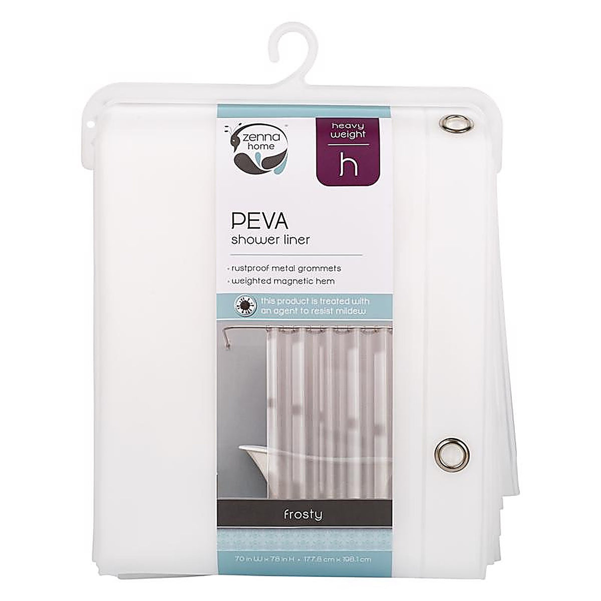 Zenna Home - LPOHFRL - 78 In. H X 70 In. W Frosted Shower Curtain Liner Peva