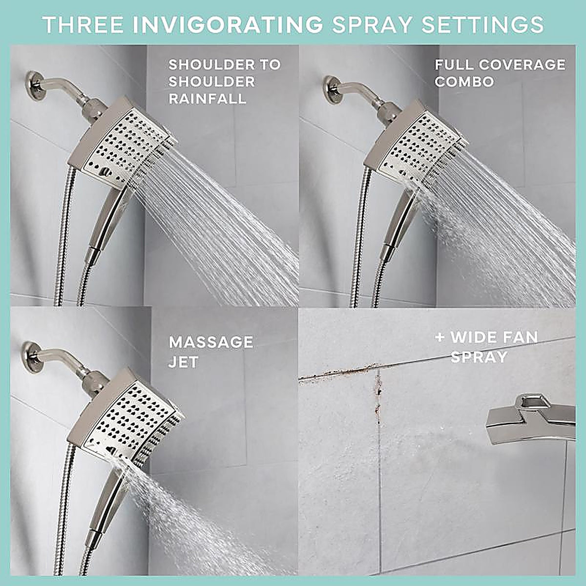 Seventy - 12162 - Danco Seventy Brushed Nickel 3 Settings Showerhead Combo 1.8 GPM