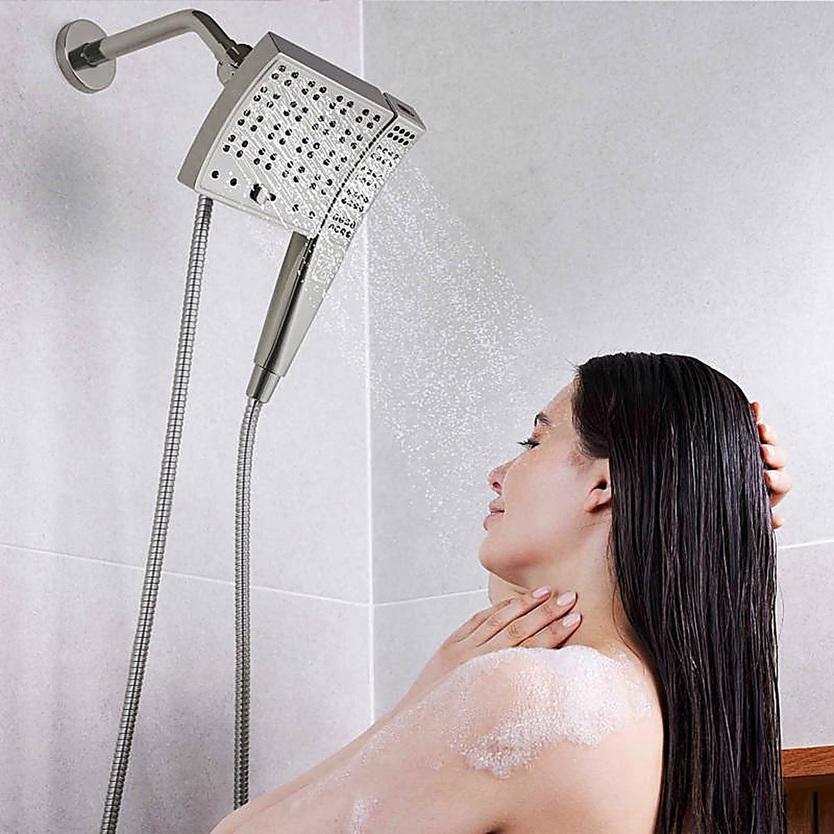 Seventy - 12162 - Danco Seventy Brushed Nickel 3 Settings Showerhead Combo 1.8 GPM