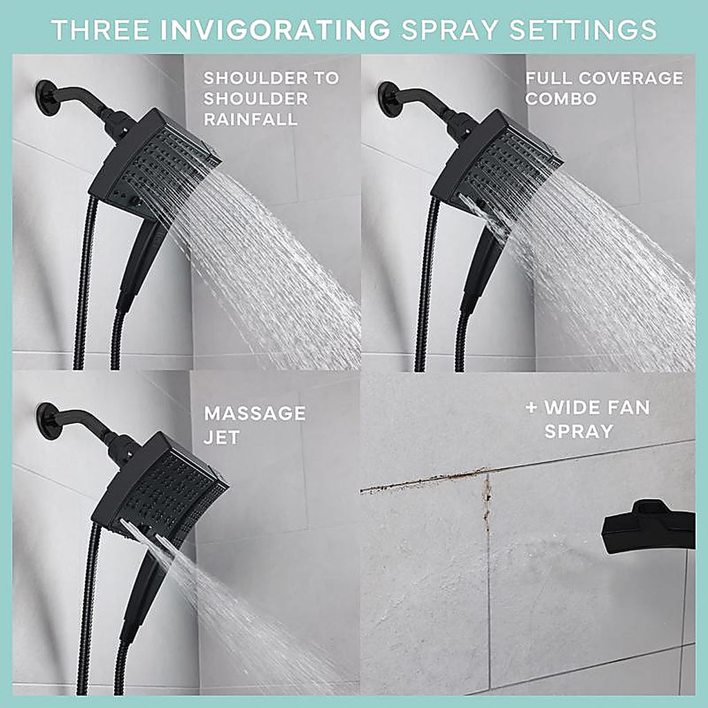 Seventy - 12163 - Danco Seventy Matte Black 3 Settings Showerhead Combo 1.8 GPM