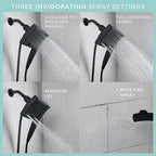 Seventy - 12163 - Danco Seventy Matte Black 3 Settings Showerhead Combo 1.8 GPM