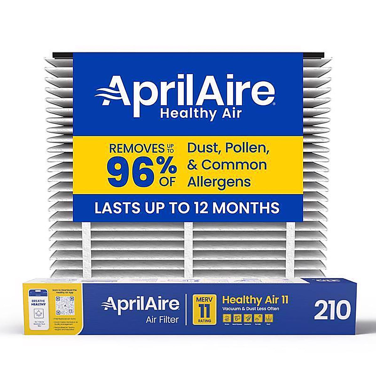 Aprilaire - 210 - 20 In. W X 25 In. H X 4 In. Synthetic Fiber 11 MERV Pleated Air Filter 1 Pack