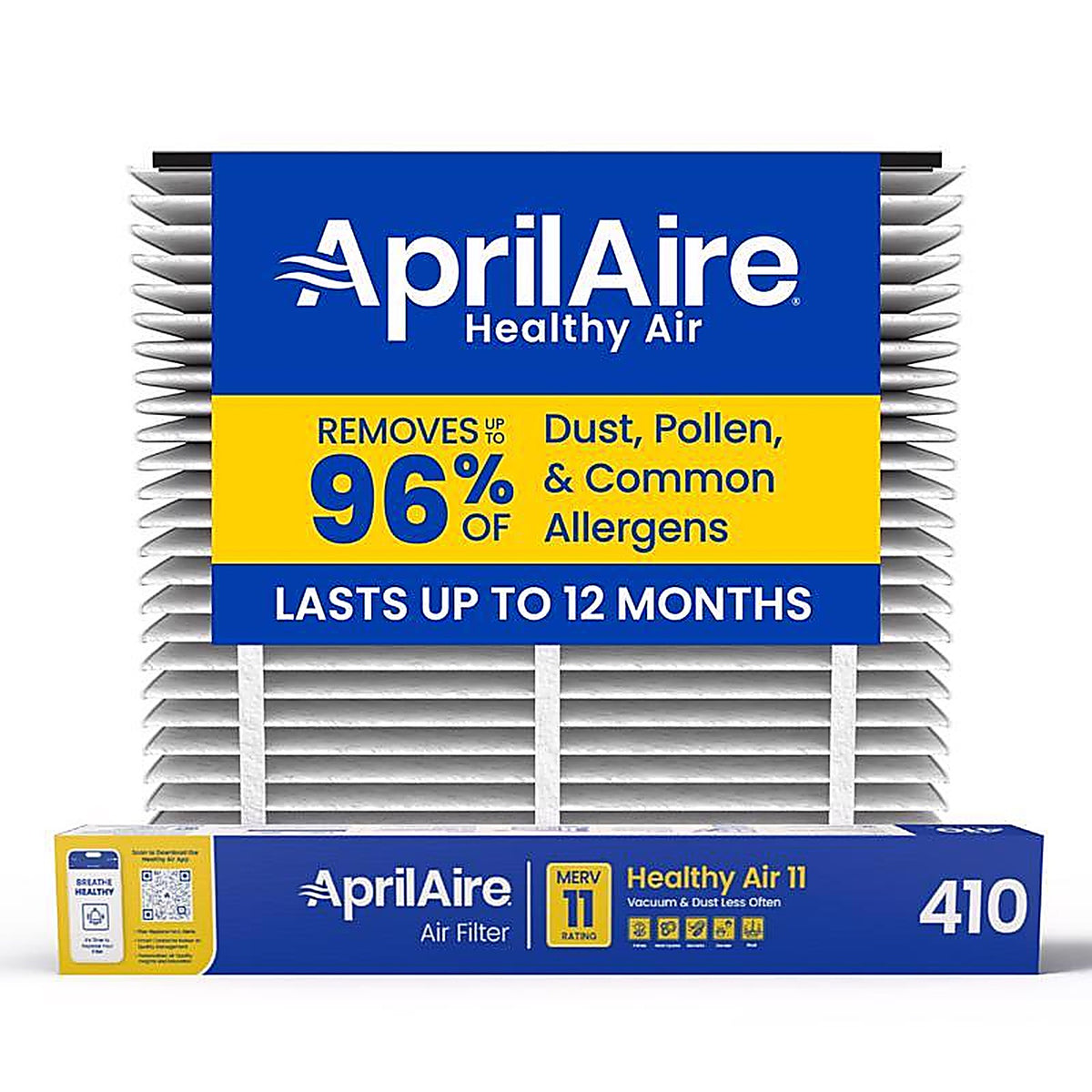 Aprilaire - 410 - 16 In. W X 25 In. H X 4 In. Synthetic Fiber 11 MERV Pleated Air Cleaner Cabinet Air Filter