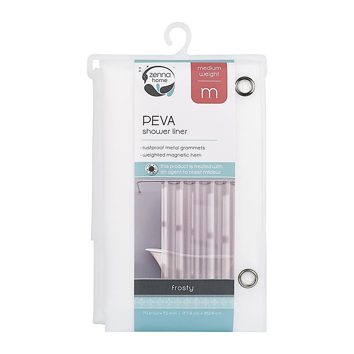 Zenna Home - LPRMFRL - 72 In. H X 70 In. W Frosted Shower Curtain Liner Peva