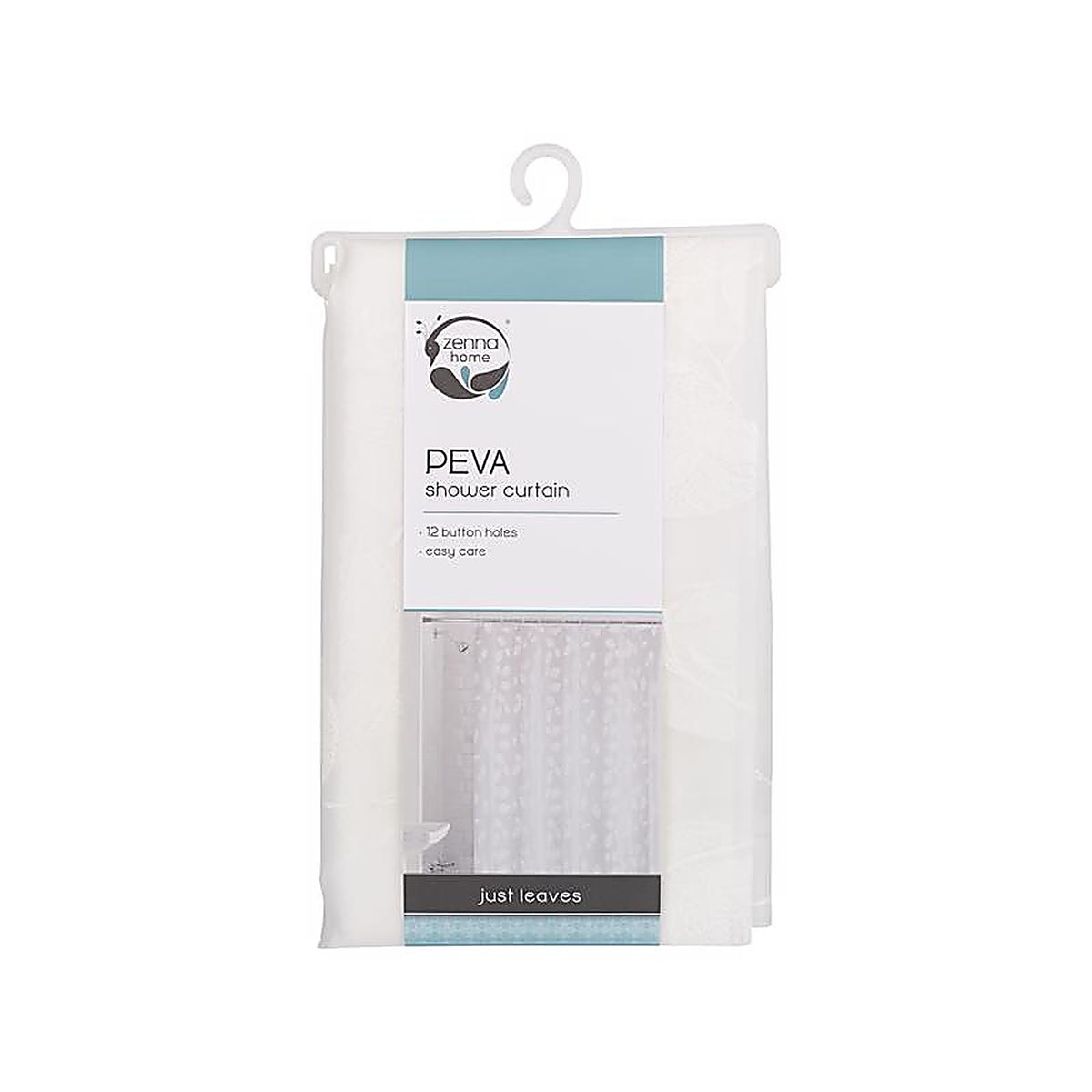 Zenna Home - CPRJLWWL - 72 In. H X 70 In. W White Just Leaves Shower Curtain Peva