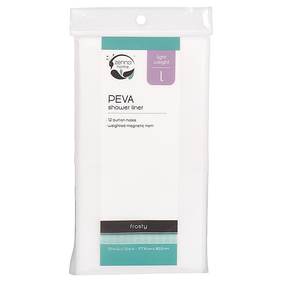 Zenna Home - LPRLFRL - 72 In. H Frosted Shower Curtain Liner Peva
