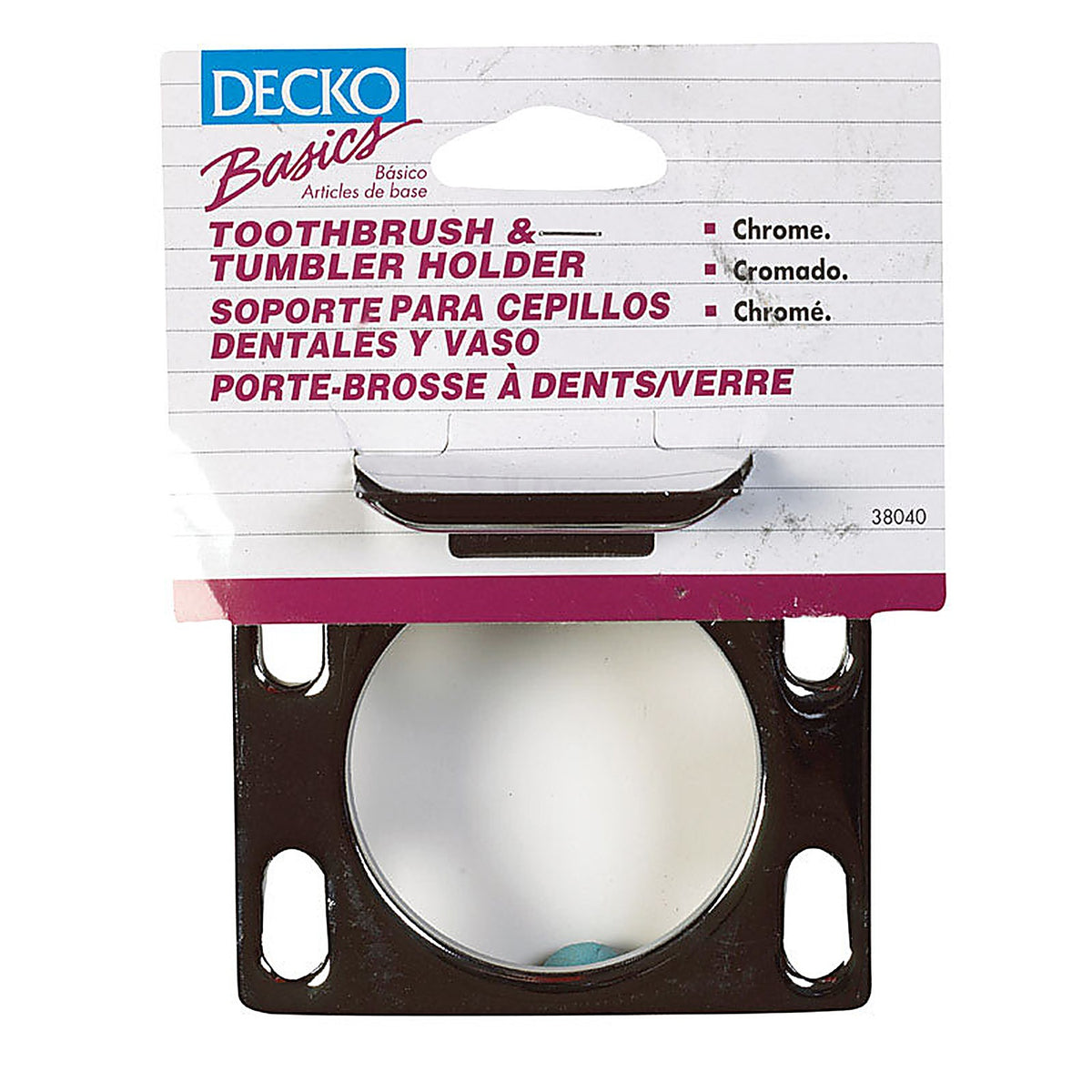 Decko 38040 Chrome Silver Steel Toothbrush and Tumbler Holder