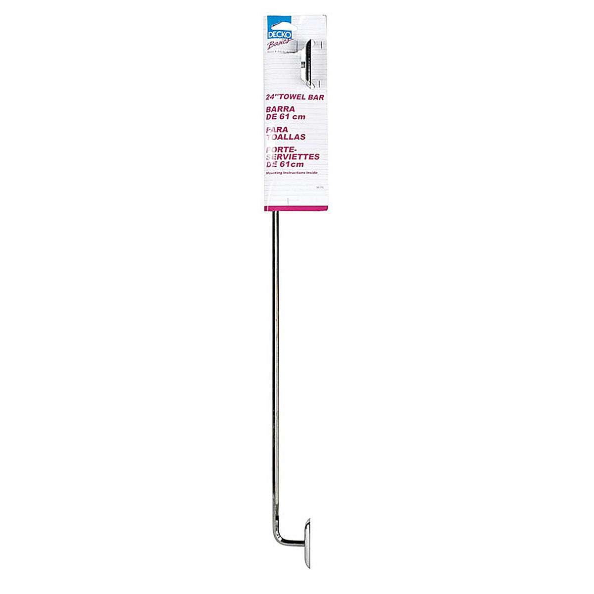 Decko 38170 Diamond Chrome Silver Towel Bar 24 in. L Steel