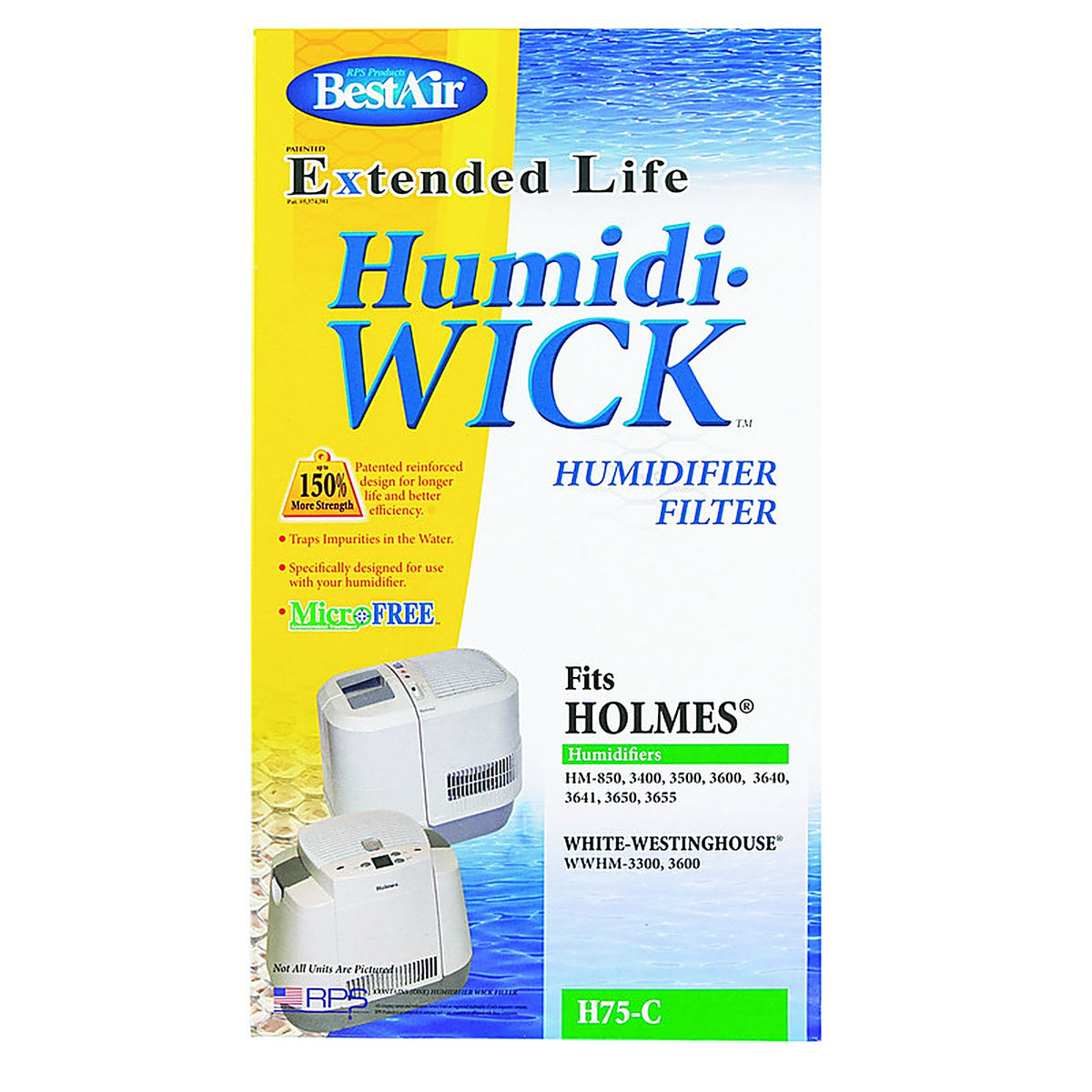 Bestair - H75-PDQ-4 - Humidifier Wick 1 Pack for Holmes Hm850, 3400, 3500, 3501, 3600, 3607, 3608, 3640, 3641, 3650,