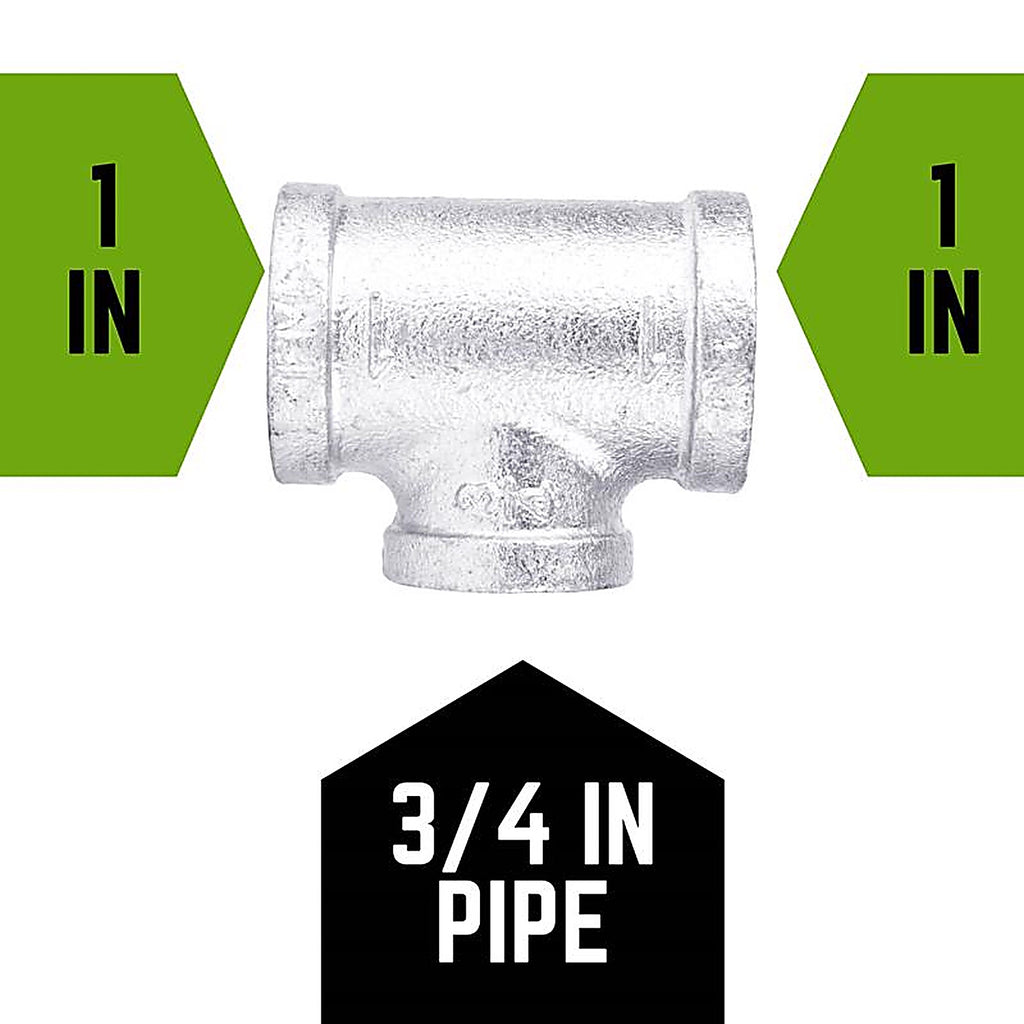 STZ Industries 311URT-1134 1 in. FIP each X 1 in. D FIP Galvanized Malleable Iron Reducing Tee