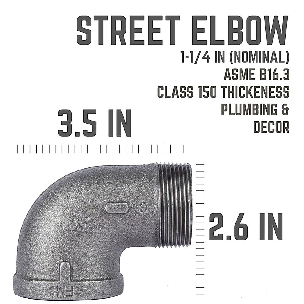 STZ Industries 310SE90-114 1-1/4 in. MIP each X 1-1/4 in. D FIP Black Malleable Iron 90 Degree Street Elbow