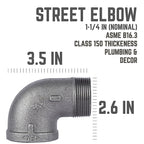 STZ Industries 310SE90-114 1-1/4 in. MIP each X 1-1/4 in. D FIP Black Malleable Iron 90 Degree Street Elbow