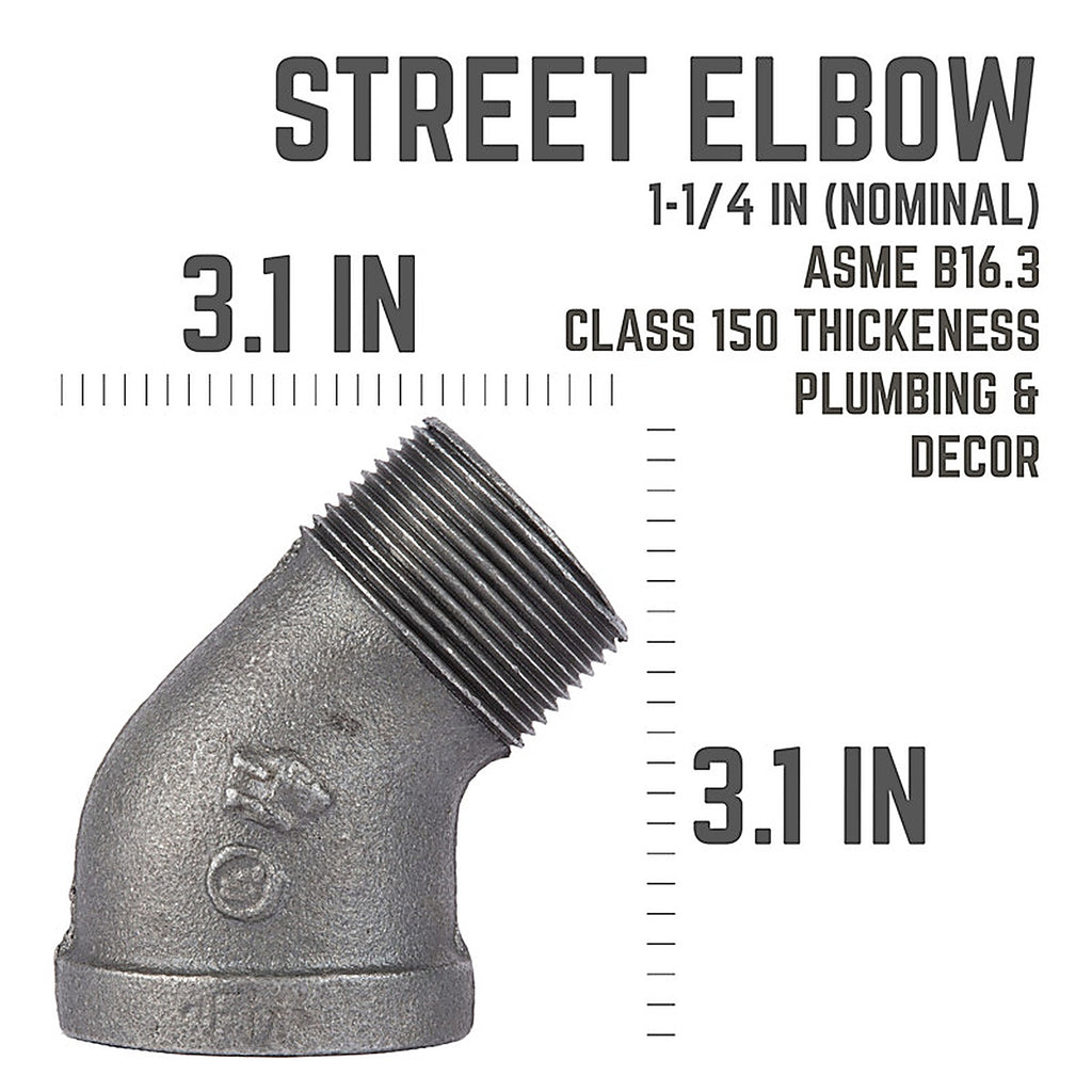STZ - 501535 - Industries 1-1/4 In. MIP Each X 1-1/4 In. D Fip Black Malleable Iron 45 Degree Street Elbow