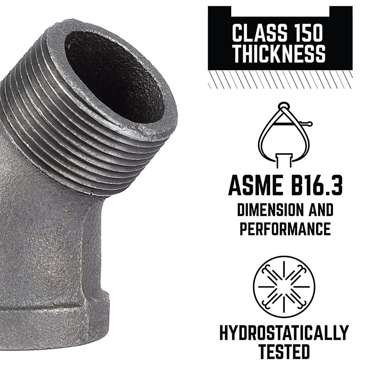 STZ - 501535 - Industries 1-1/4 In. MIP Each X 1-1/4 In. D Fip Black Malleable Iron 45 Degree Street Elbow