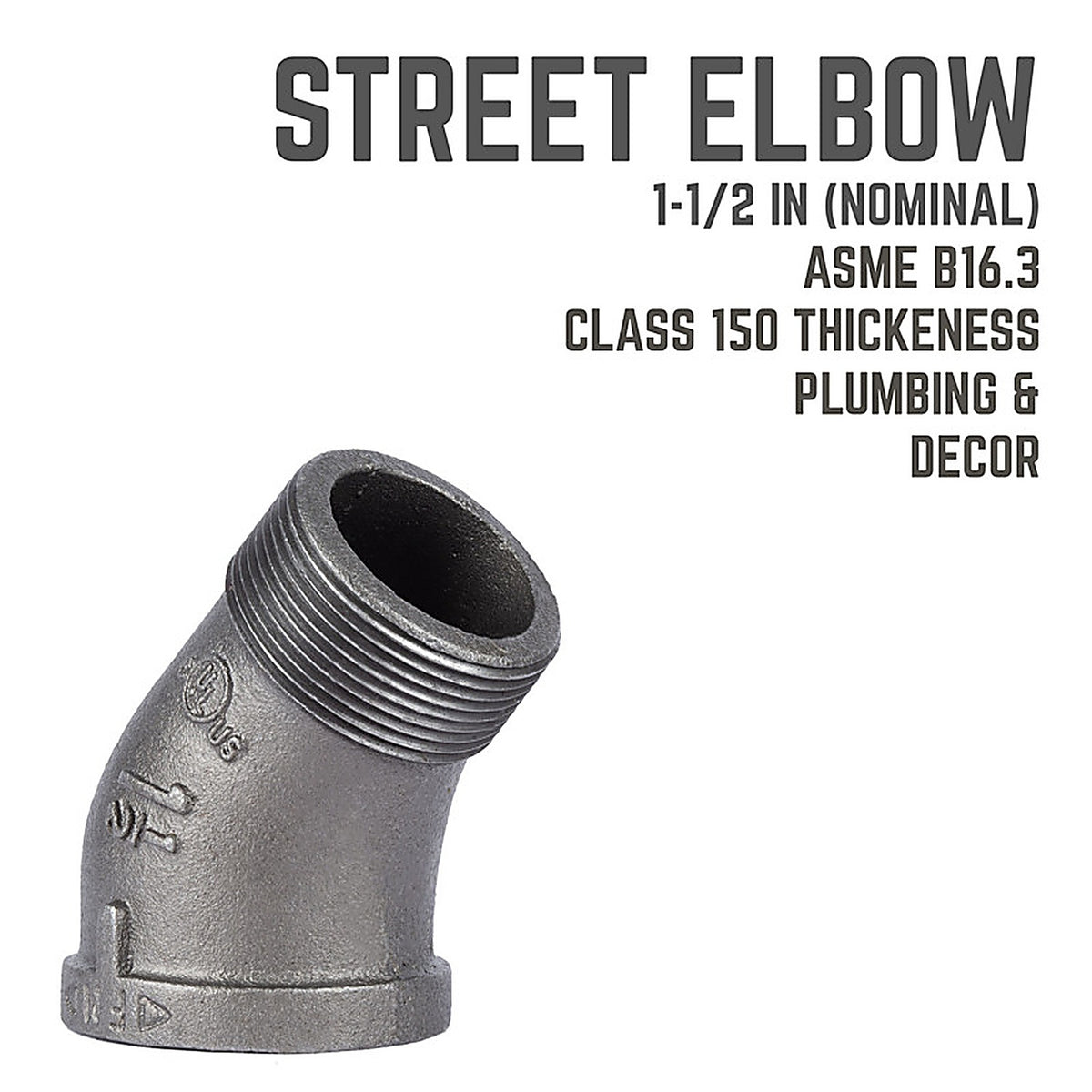 STZ - 501534 - Industries 1-1/2 In. MIP Each X 1-1/2 In. D Fip Black Malleable Iron 45 Degree Street Elbow