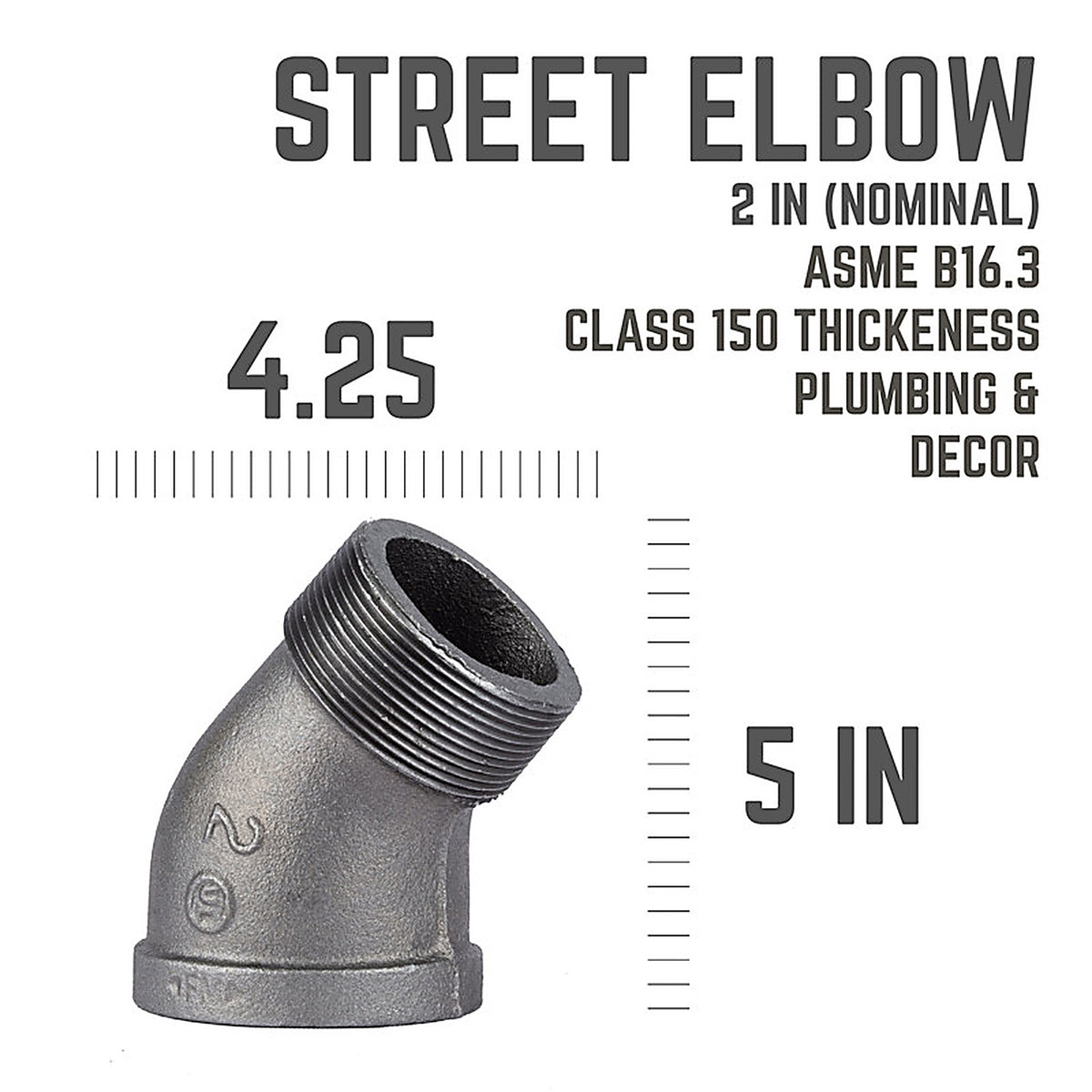 STZ - 501539 - Industries 2 In. MIP Each X 2 In. D Fip Black Malleable Iron 45 Degree Street Elbow