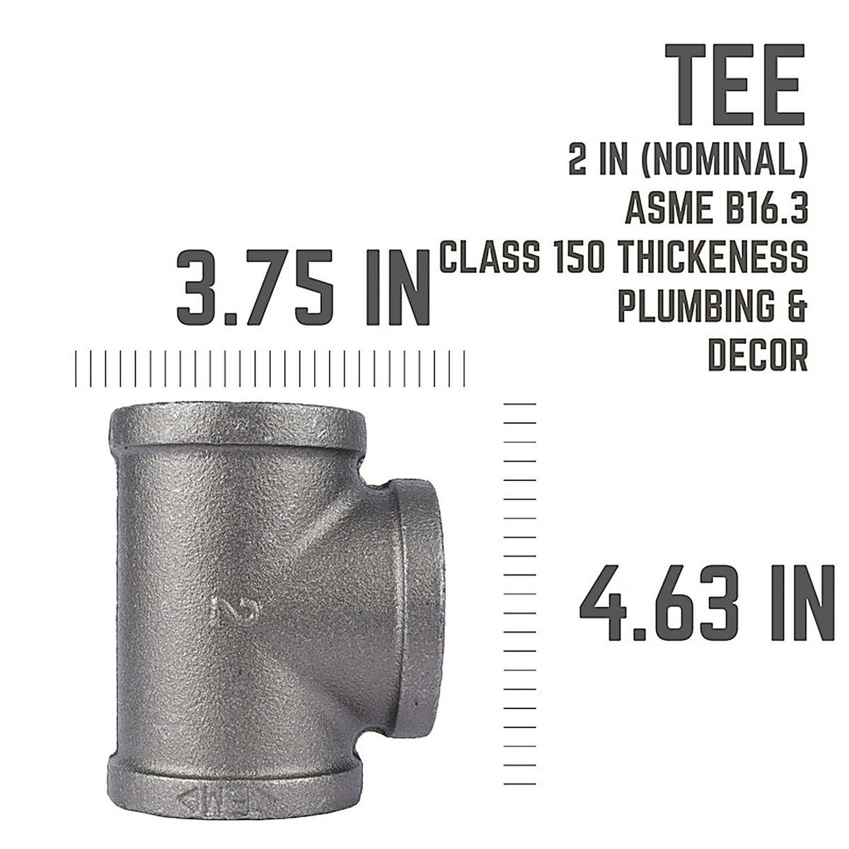 STZ Industries 310UT-2 2 in. FIP each X 2 in. D FIP Black Malleable Iron Tee