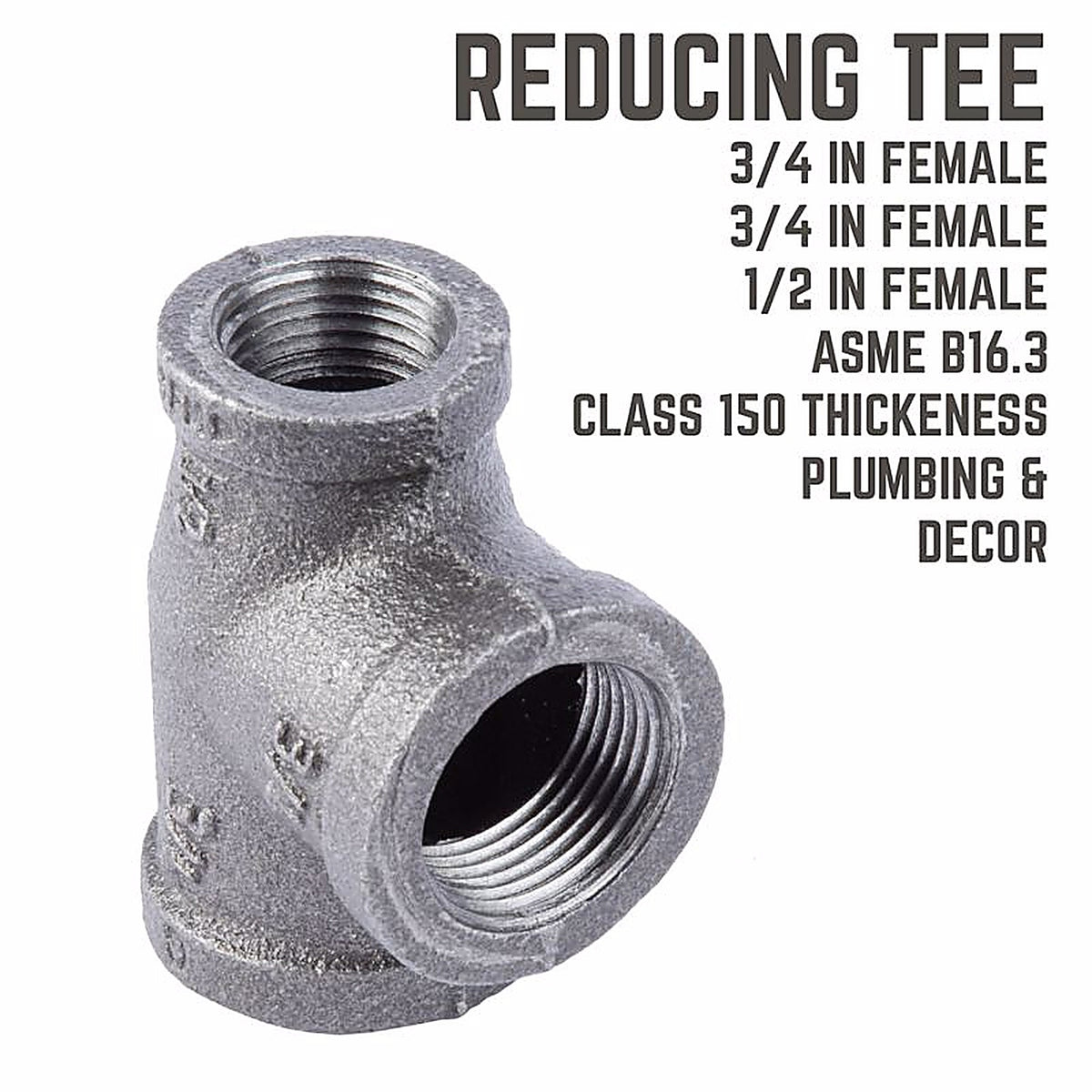 STZ - 310RT-341234 - Industries 3/4 In. Fip X 1/2 In. D Fip 3/4 In. D Fip Black Malleable Iron Reducing Tee