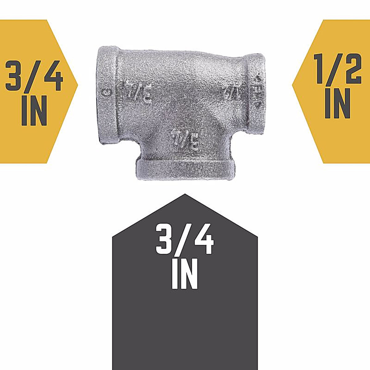 STZ - 310RT-341234 - Industries 3/4 In. Fip X 1/2 In. D Fip 3/4 In. D Fip Black Malleable Iron Reducing Tee