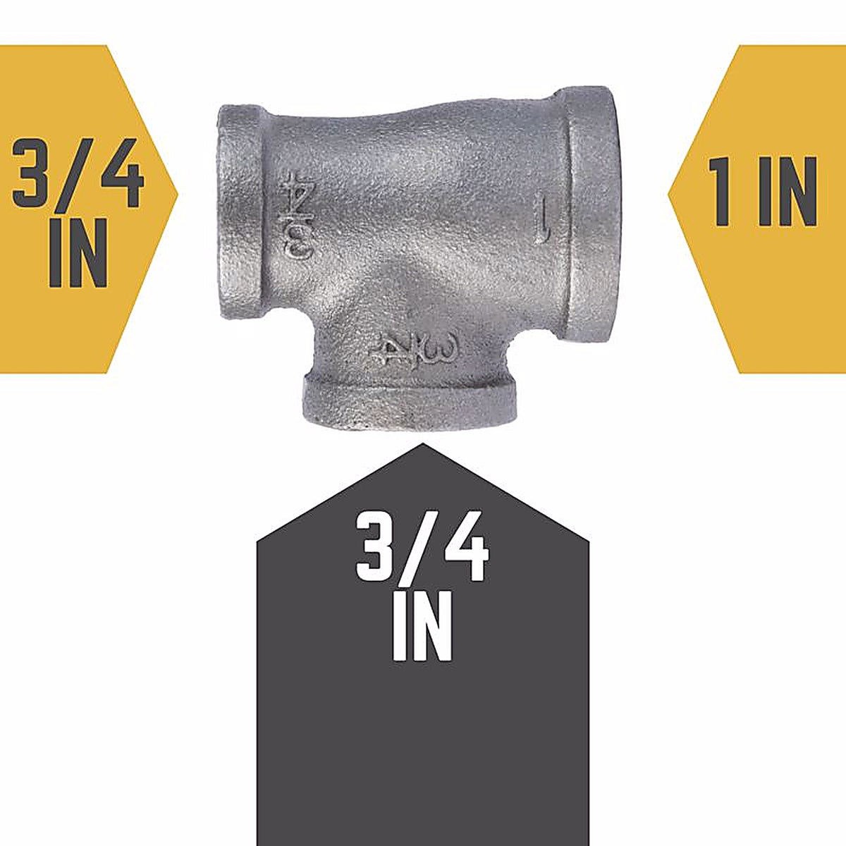 STZ - 310RT-13434 - Industries 1 In. Fip Each X 3/4 In. D Fip 3/4 In. D Fip Black Malleable Iron Reducing Tee