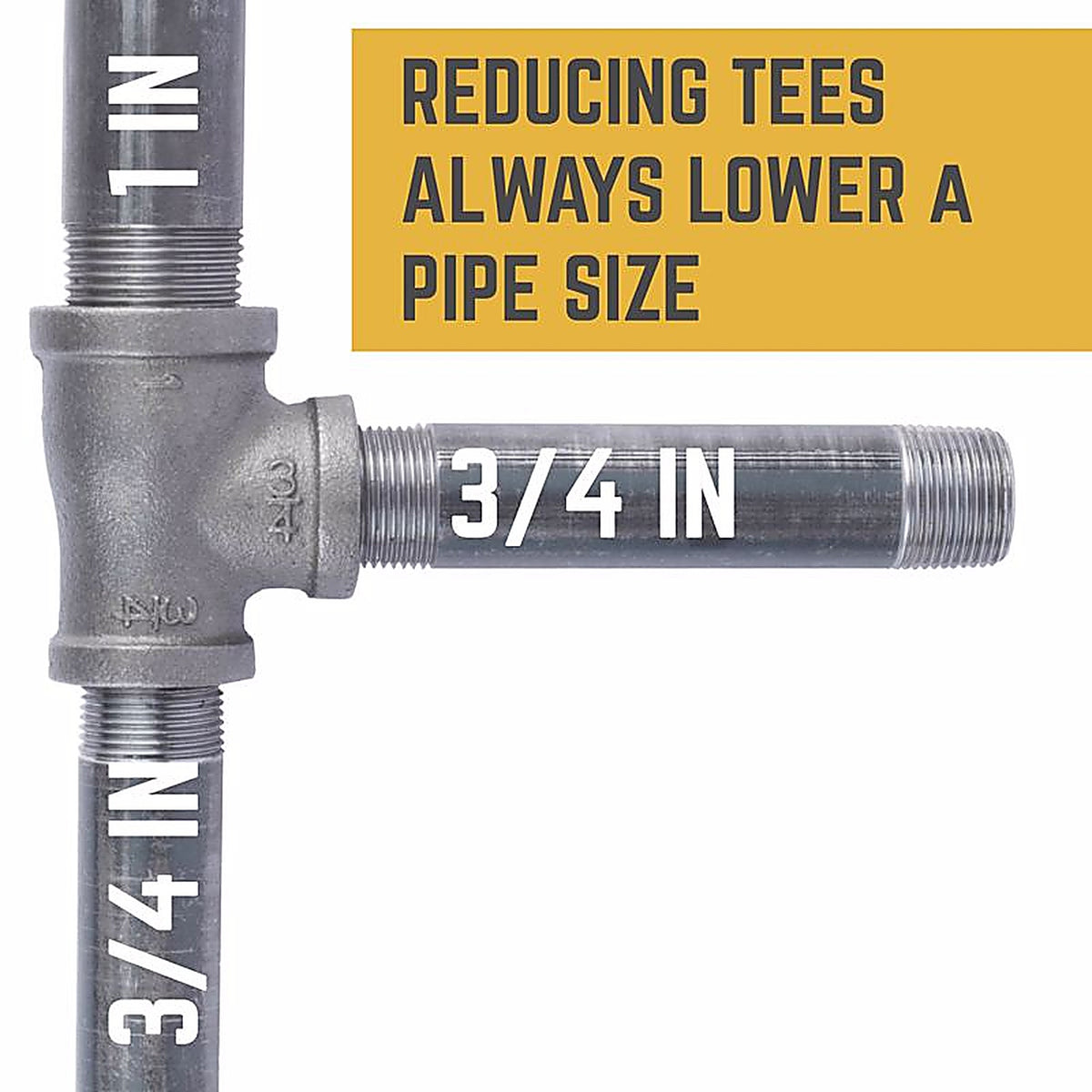 STZ - 310RT-13434 - Industries 1 In. Fip Each X 3/4 In. D Fip 3/4 In. D Fip Black Malleable Iron Reducing Tee