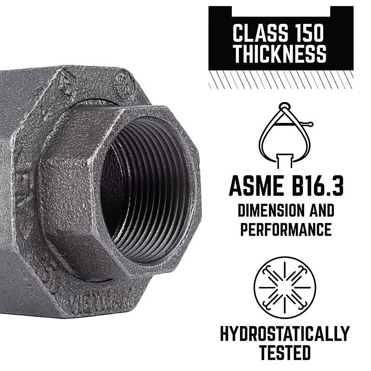 STZ Industries 310UU-112 1-1/2 in. FIP each X 1-1/2 in. D FIP Black Malleable Iron Union