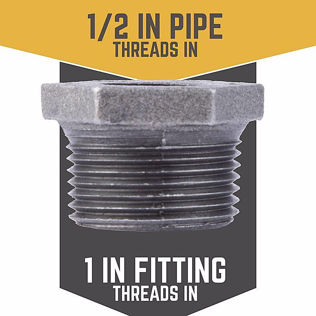 STZ Industries 310B-112 1 in. MIP each X 1/2 in. D FIP Black Malleable Iron Hex Bushing
