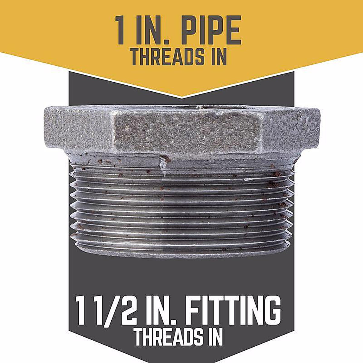 STZ Industries 310B-1121 1-1/2 in. MIP each X 1 in. D FIP Black Malleable Iron Hex Bushing