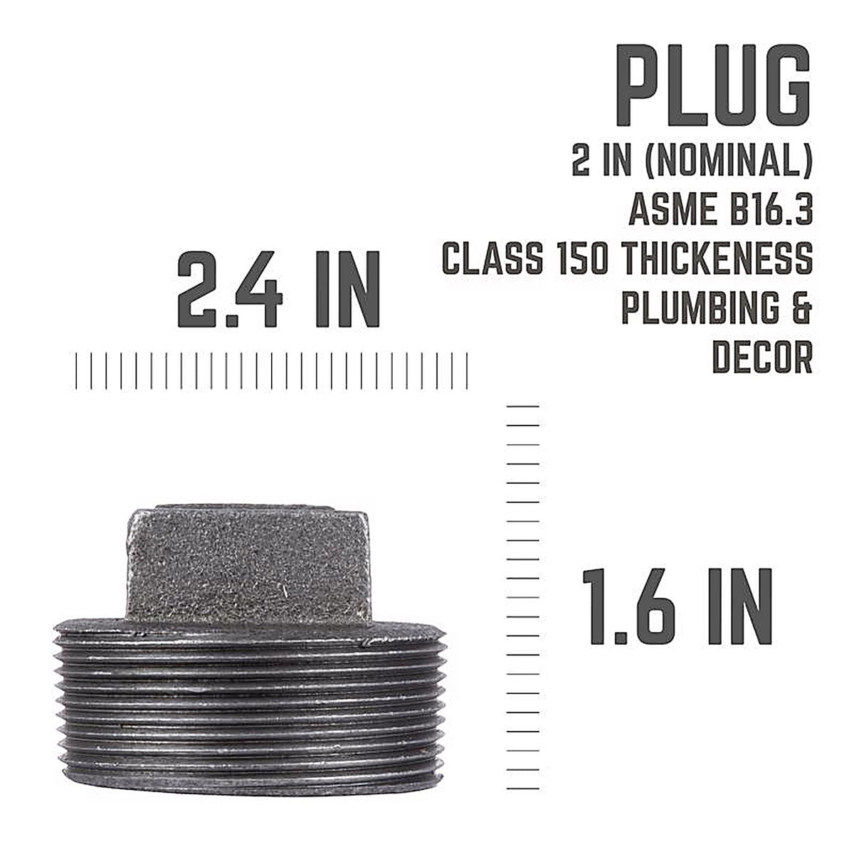STZ Industries 310UP-2 2 in. MIP each Black Malleable Iron Plug