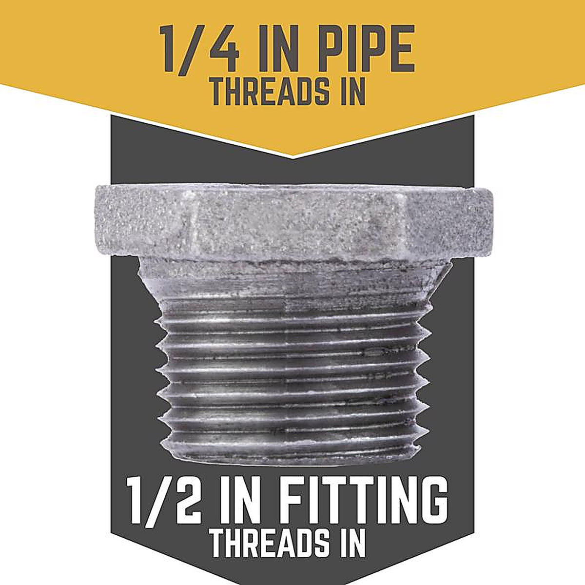 STZ Industries 310UPB-1214 1/2 in. MIP each X 1/4 in. D FIP Black Malleable Iron Hex Bushing