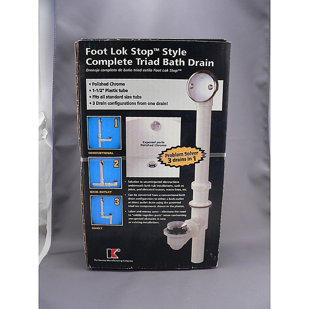 Keeney - 71W - Foot Lok Stop 1-1/2 In. D Chrome Plastic Triad Bath Drain
