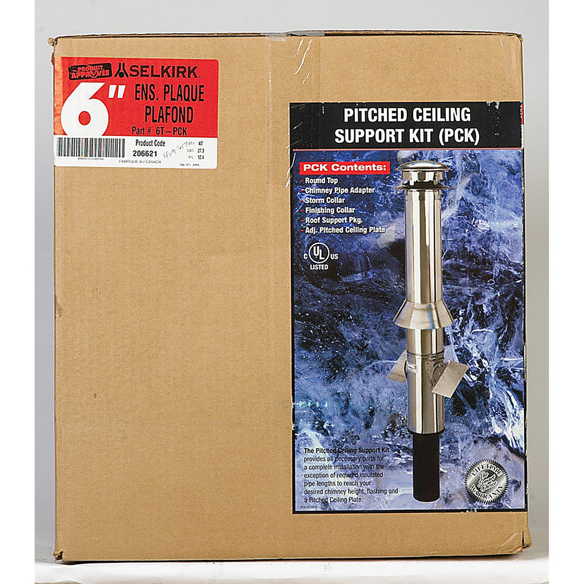 Selkirk - 206621 - 6 In. Stainless Steel Stove Pipe Ceiling Support Kit