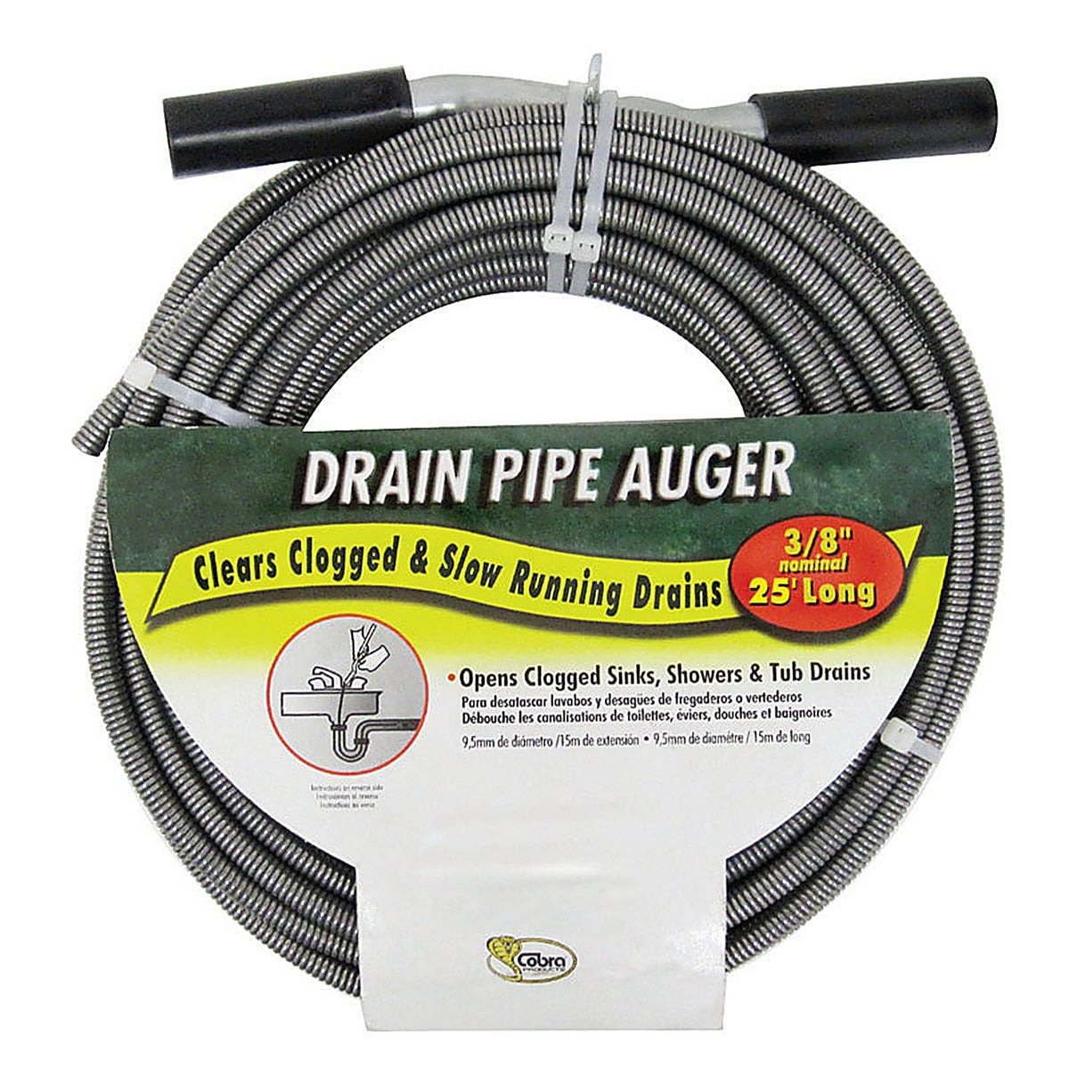 Cobra CBR20250 25 ft. L Drain Pipe Auger