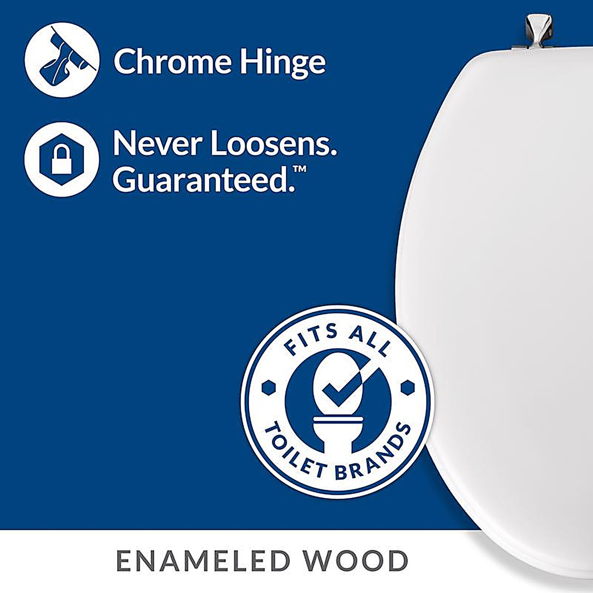 Bemis 144CP-000 Mayfair Elongated White Molded Wood Toilet Seat