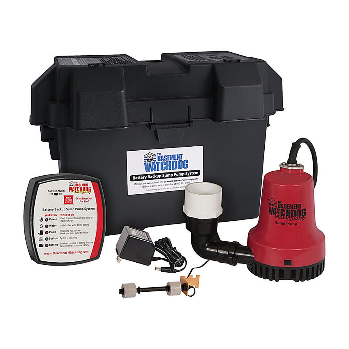 The Basement Watchdog - BWE - 1/4 HP 2,000 GPH Thermoplastic Dual Reed Switch Battery Backup Sump Pump