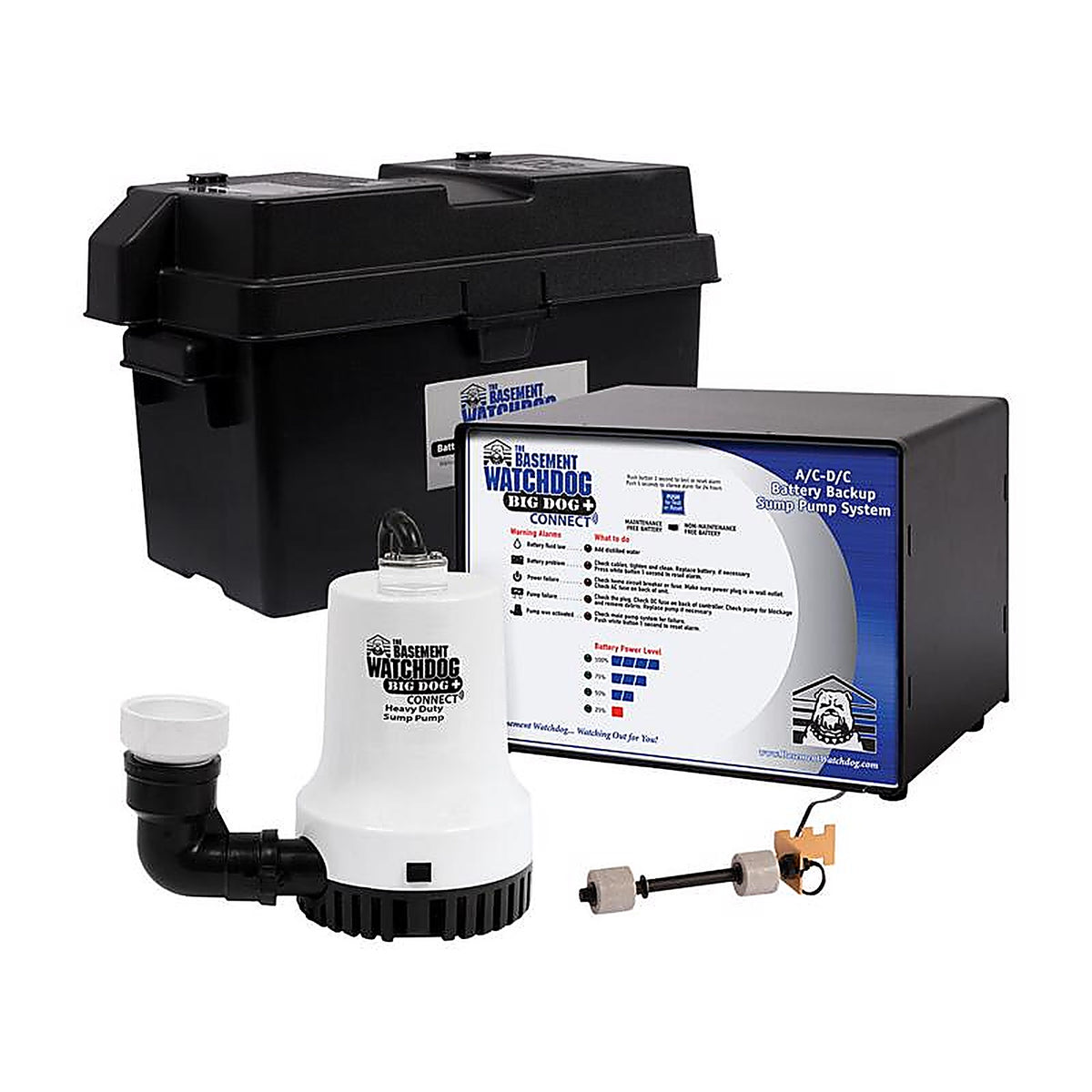The Basement Watchdog - BWD12-120C - 1/3 HP 3,500 GPH Thermoplastic Dual Reed Switch Battery Backup Sump Pump