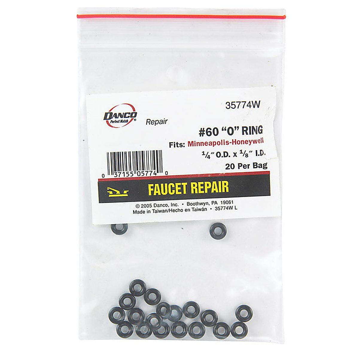 Danco - 35774W - 1/4 In. D X 1/8 In. D Rubber O-Ring 20 Pack