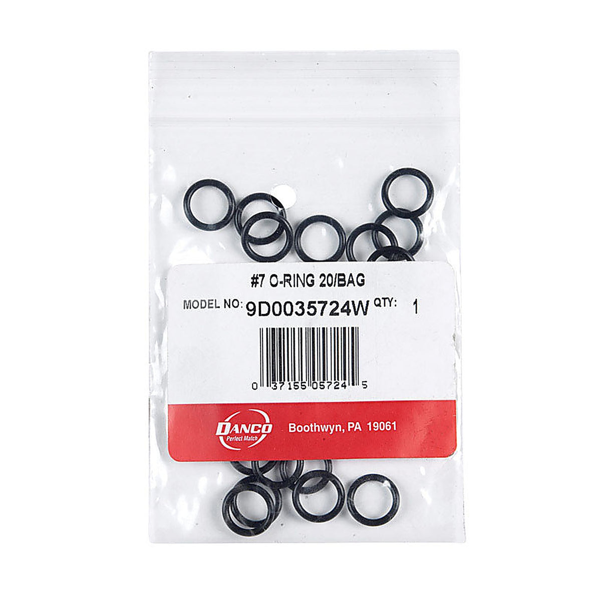 Danco - 35724W - 1/2 In. D X 3/8 In. D #7 Rubber O-Ring 20 Pack