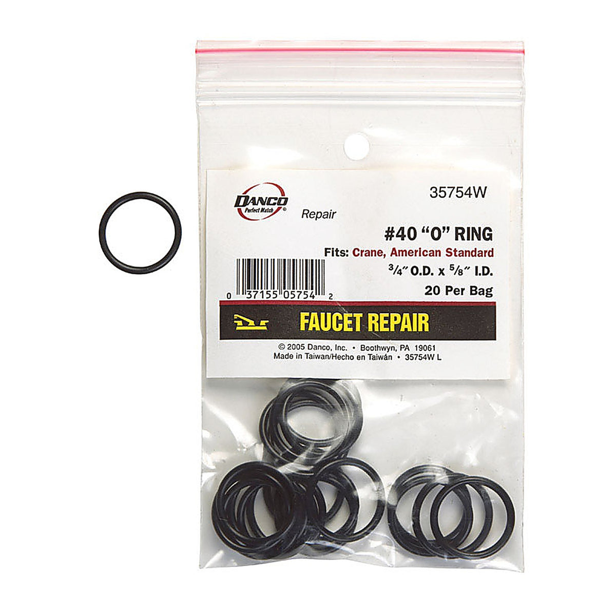 Danco - 35754W - 3/4 In. D X 5/8 In. D Rubber O-Ring 20 Pack