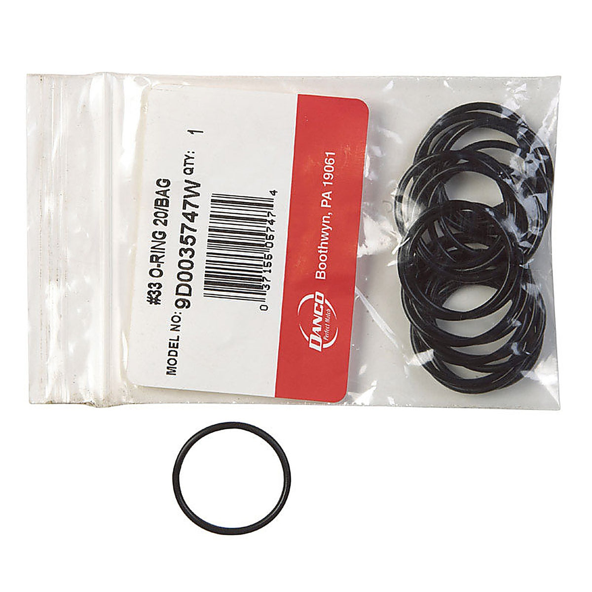Danco - 35747W - 1-1/16 In. D X 15/16 In. D #33 Rubber O-Ring 20 Pack