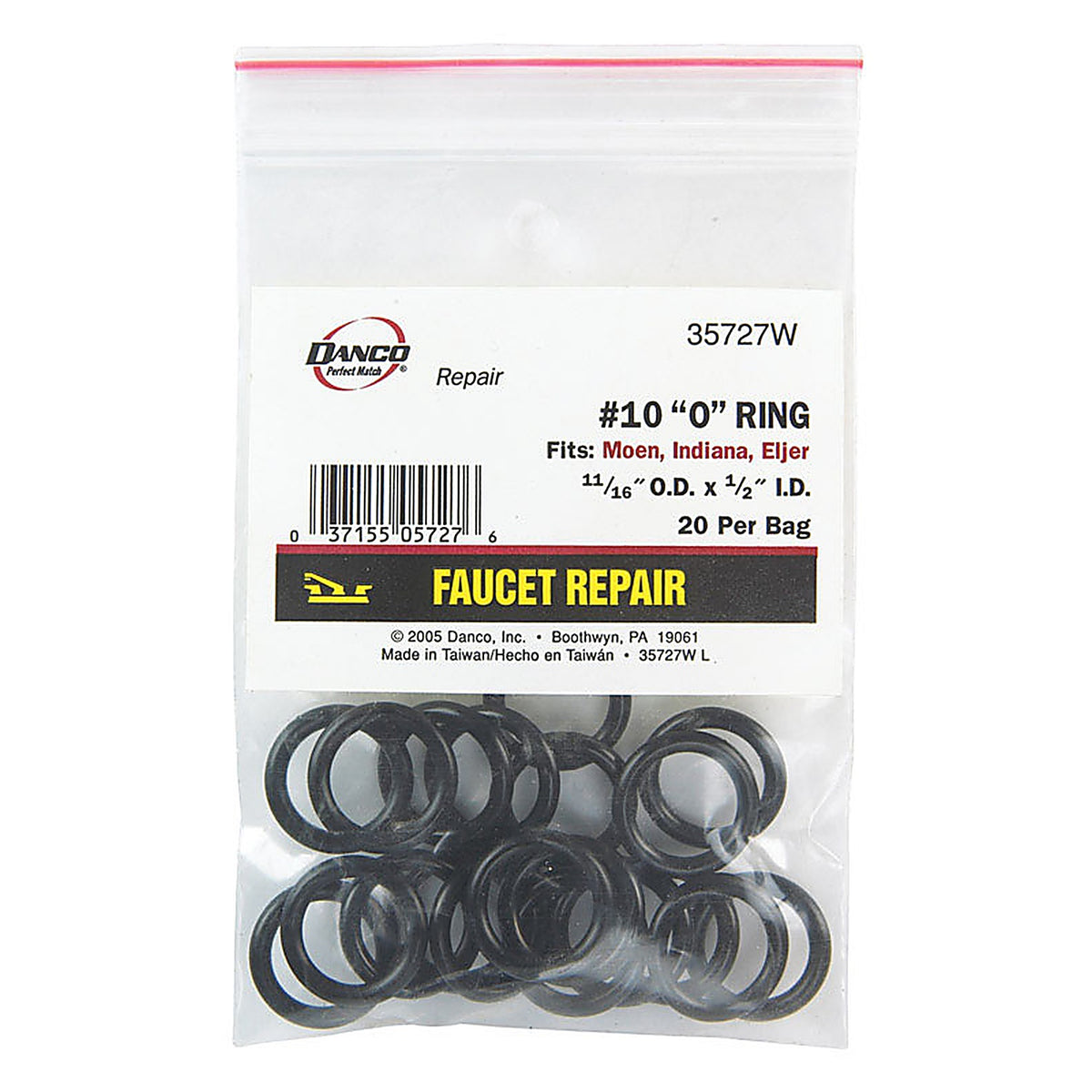 Danco - 35727W - 11/16 In. D X 1/2 In. D Rubber O-Ring 20 Pack