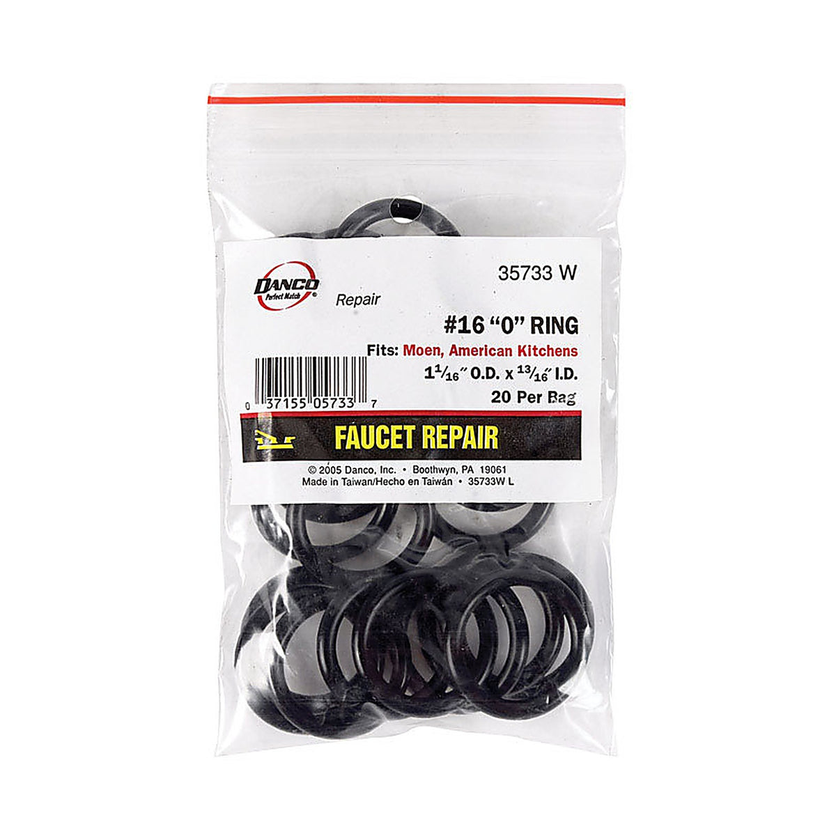 Danco - 35733W - 1-1/16 In. D X 13/16 In. D #16 Rubber O-Ring 20 Pack