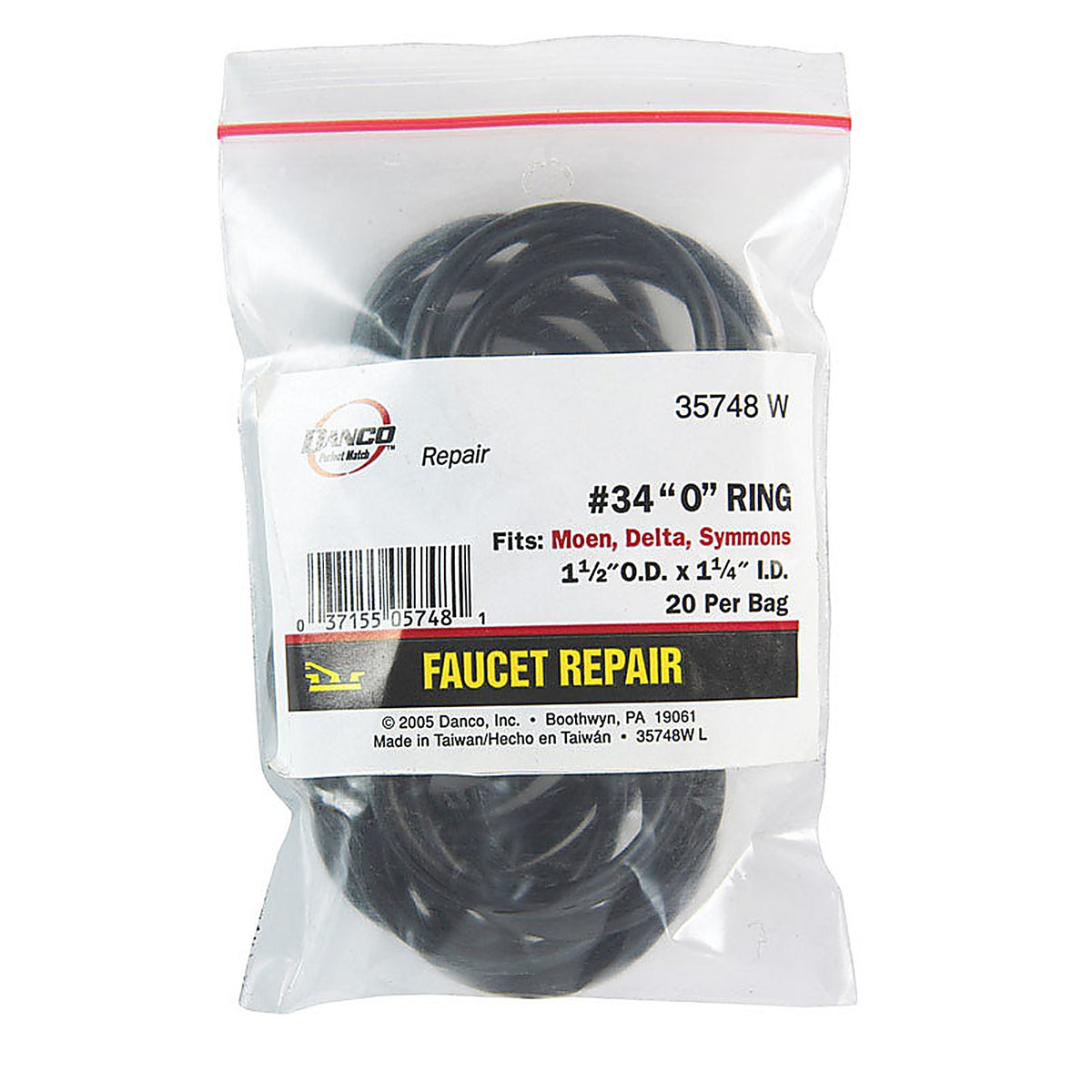Danco - 35748W - 1-1/2 In. D X 1-1/4 In. D Rubber O-Ring 20 Pack