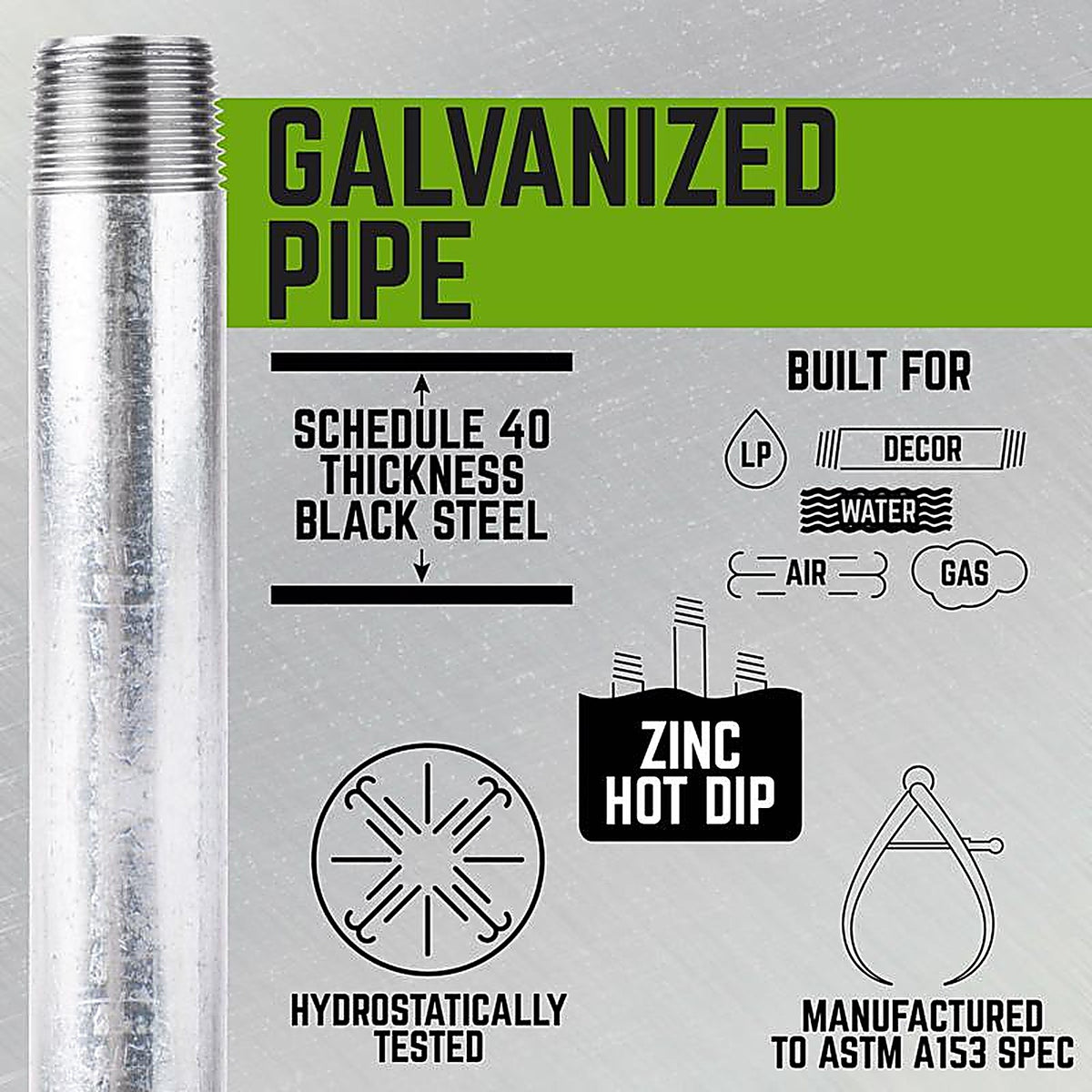 STZ Industries 303U12X7 1/2 in. MIP each X 1/2 in. D MIP Galvanized Steel 7 in. L Nipple