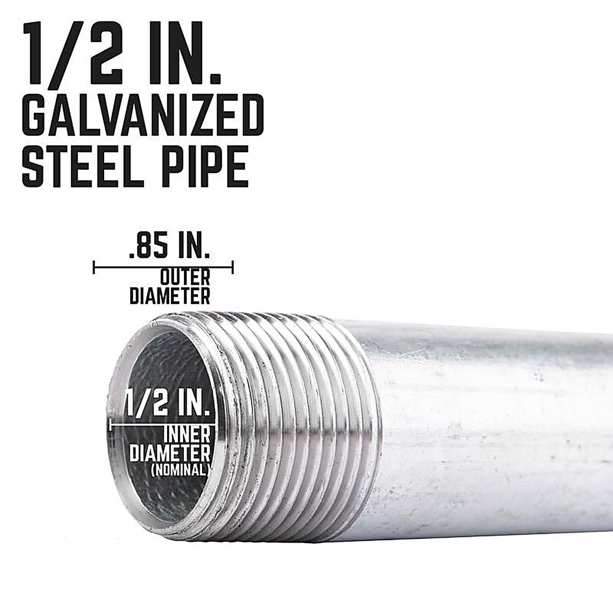 STZ Industries 303U12X7 1/2 in. MIP each X 1/2 in. D MIP Galvanized Steel 7 in. L Nipple