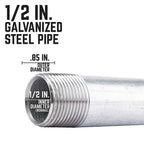 STZ Industries 303U12X10 1/2 in. MIP each X 1/2 in. D MIP Galvanized Steel 10 in. L Nipple
